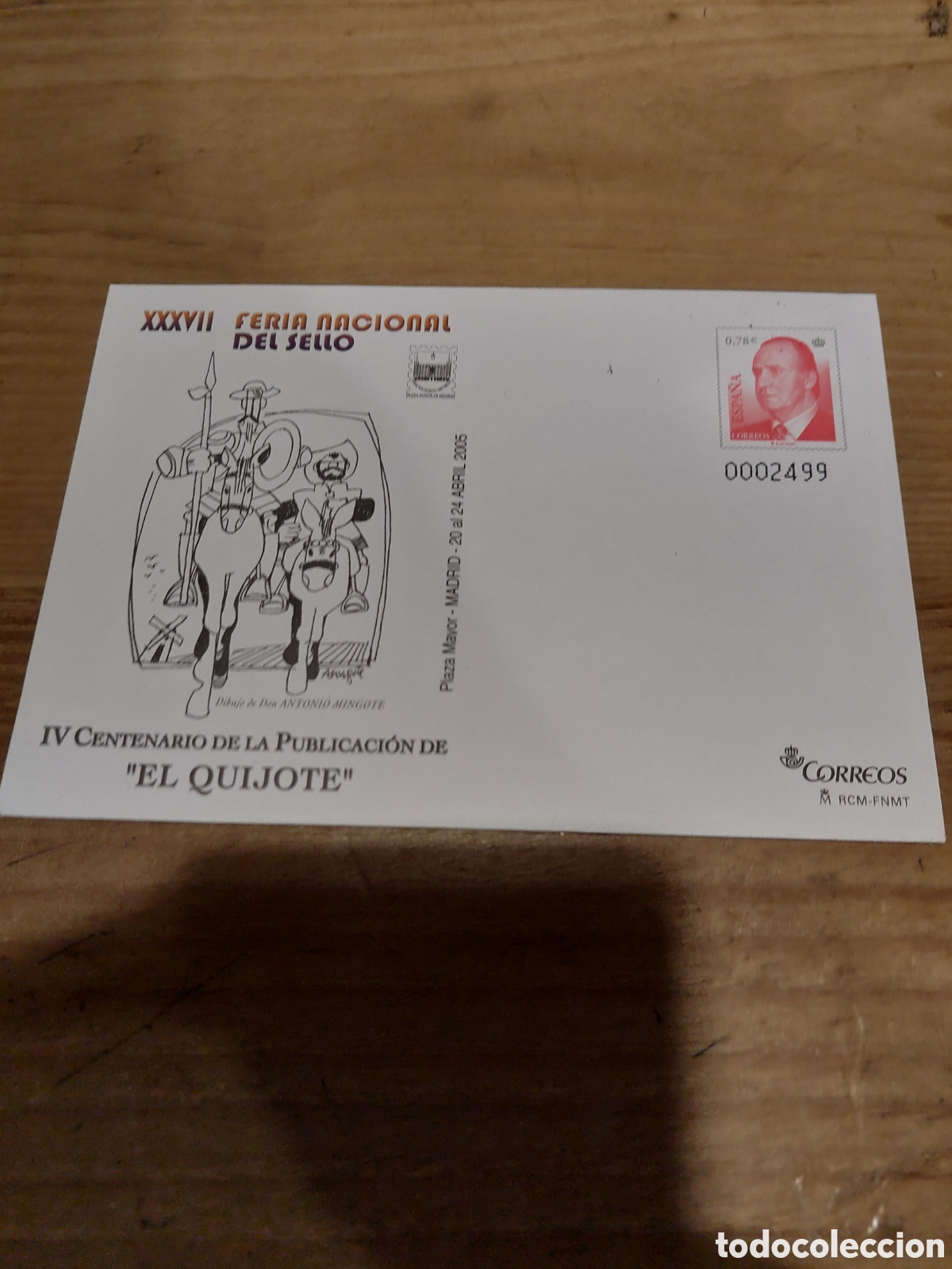 Sellos: 2004 El quijote sobre entero postal XXXVII FERIA NACIONAL DEL SELLO MADRID