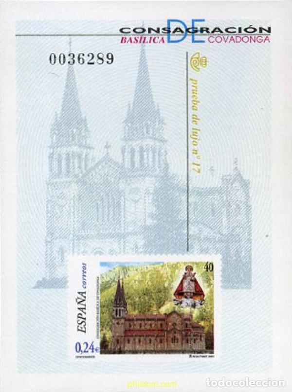 Sellos: 22086 MNH ESPA&Ntilde;A 2001 CENTENARIO DE LA CONSAGRACION DE LA BASILICA DE COVADONGA