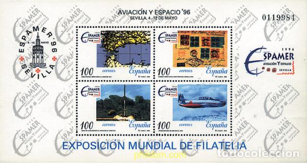 Sellos: 85988 MNH ESPA&Ntilde;A 1996 AVIACION Y ESPACIO 96. EXPOSICION MUNDIAL DE FILATELIA