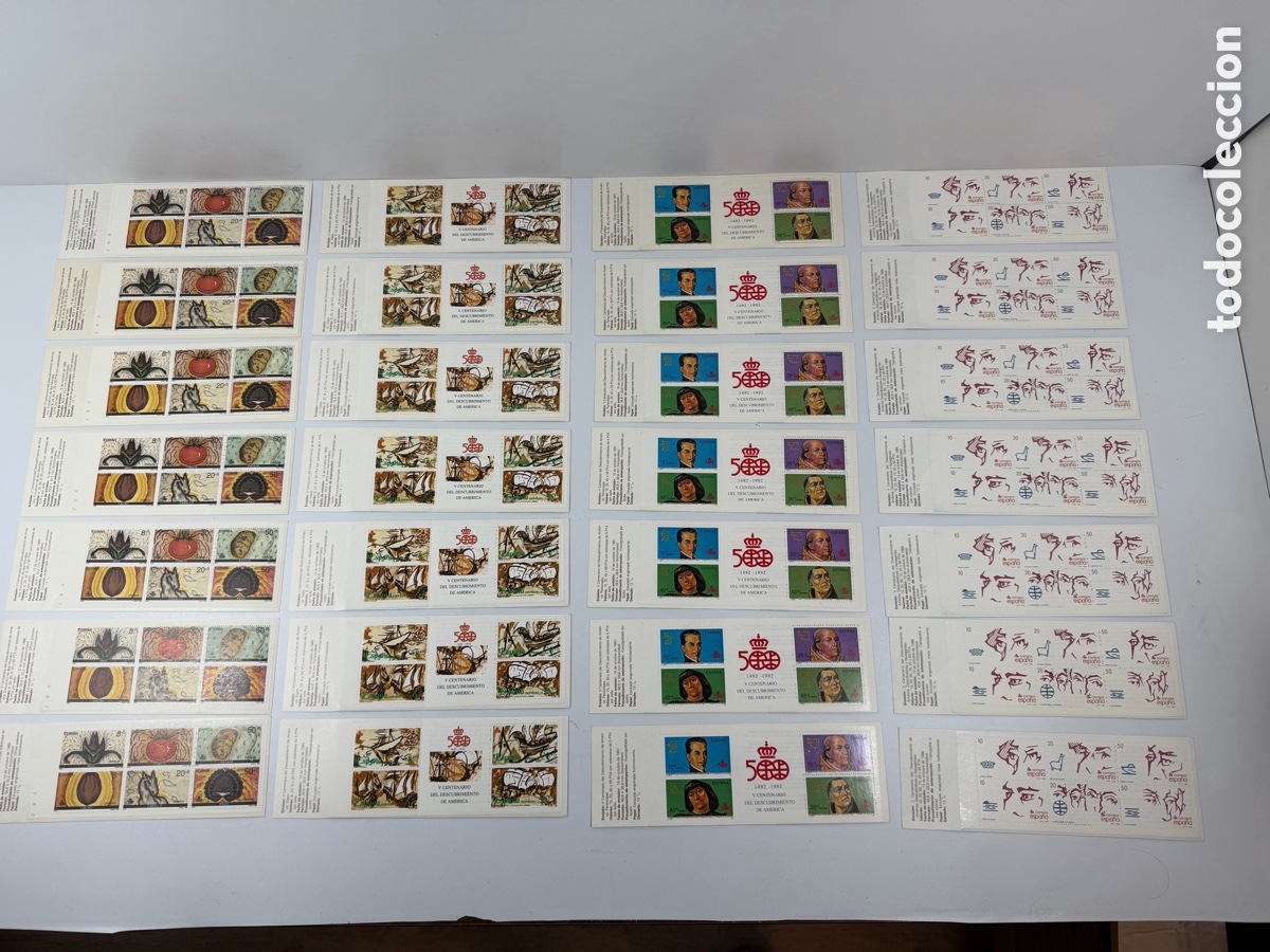 Sellos: Lote sellos Espa&ntilde;a V Centenario Descubrimiento Am&eacute;rica 1988-1992 bloques completos sin usar