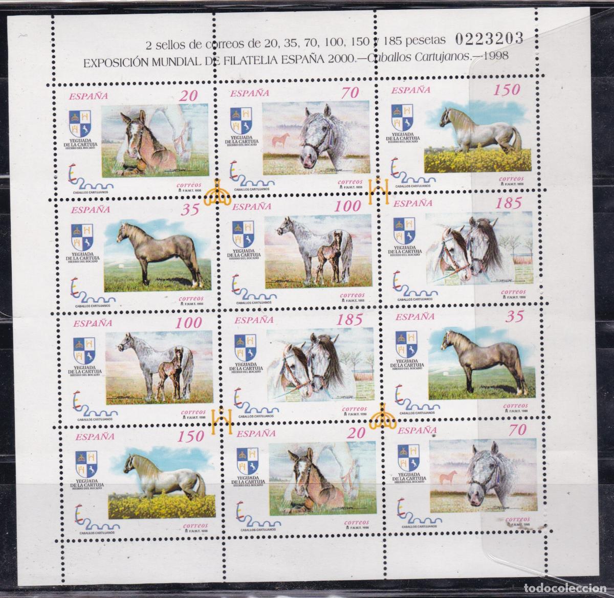 Sellos: NN8- Minipliego Caballos Cartujanos 1998 Edifil 3609/13A** Sin Fijasellos