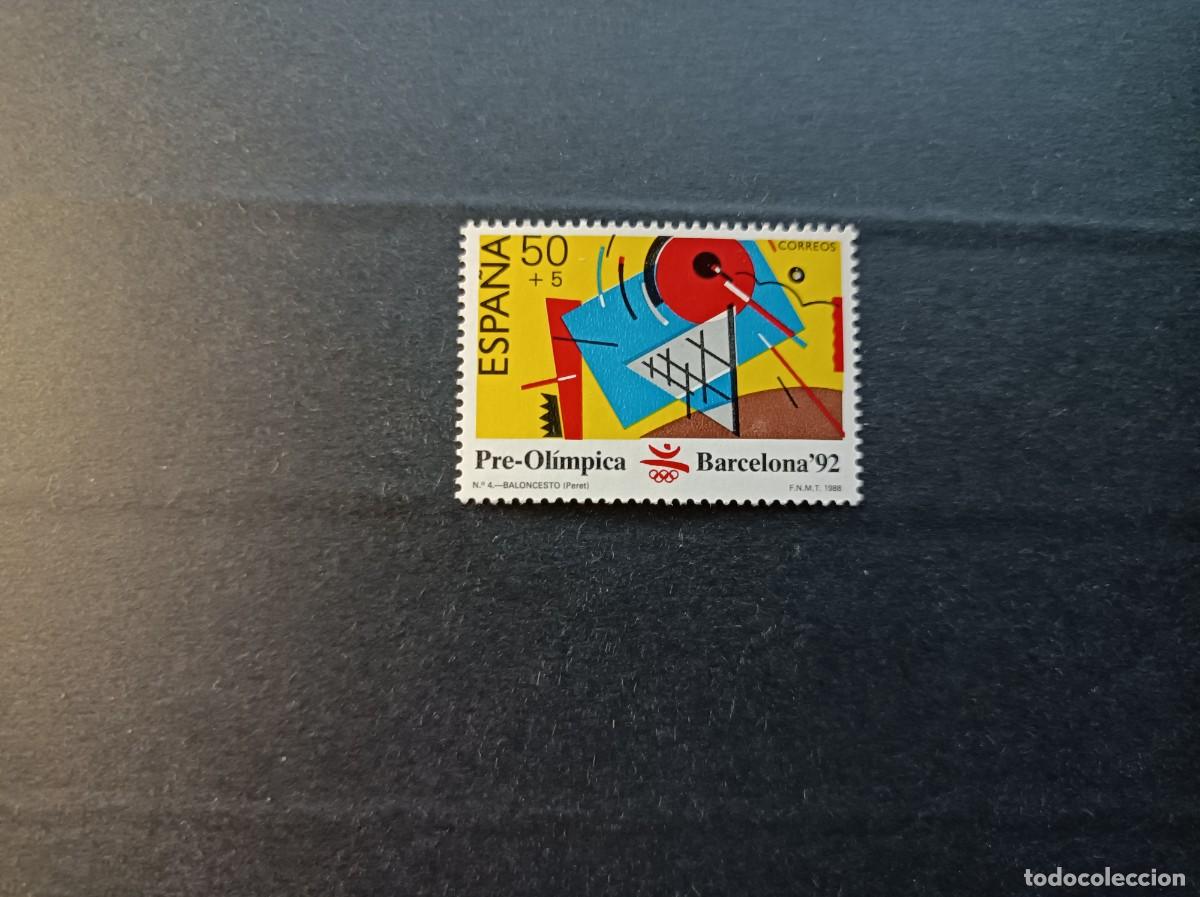Sellos: Sello nuevo. Pre-Ol&iacute;mpica Barcelona &acute;92. Baloncesto. 3 de Octubre de 1988. Edifil 2966.