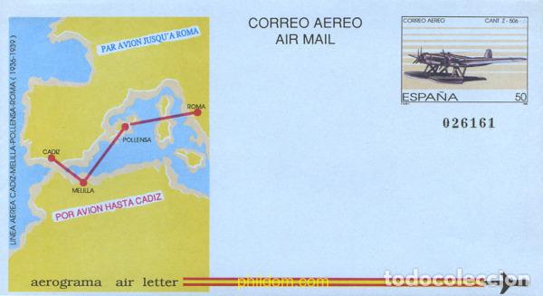 Sellos: 258303 MNH ESPA&Ntilde;A 1989 LINEA AEREA CADIZ-MELILLA-POLLENSA-ROMA