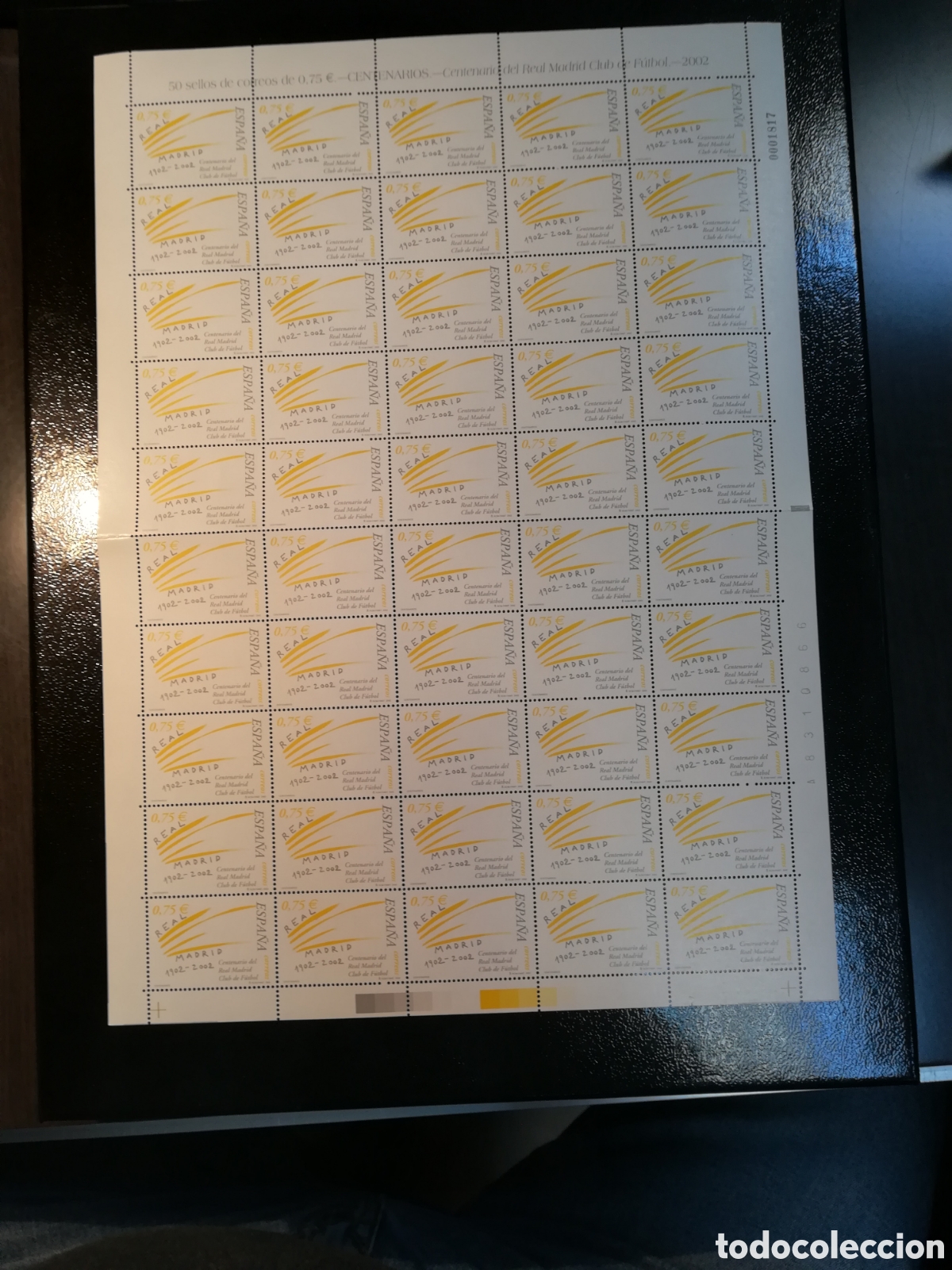 Sellos: Pliego de 50 sellos del centenario del Real Madrid
