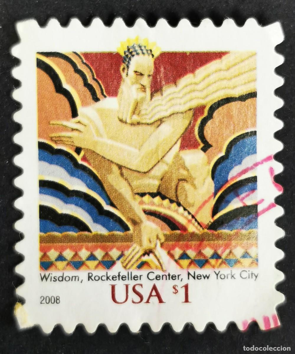Sellos: Sello Estados Unidos U.S.A.2008,Sabidur&iacute;a, Centro Rockefeller, 1 $ Michel US 3731II