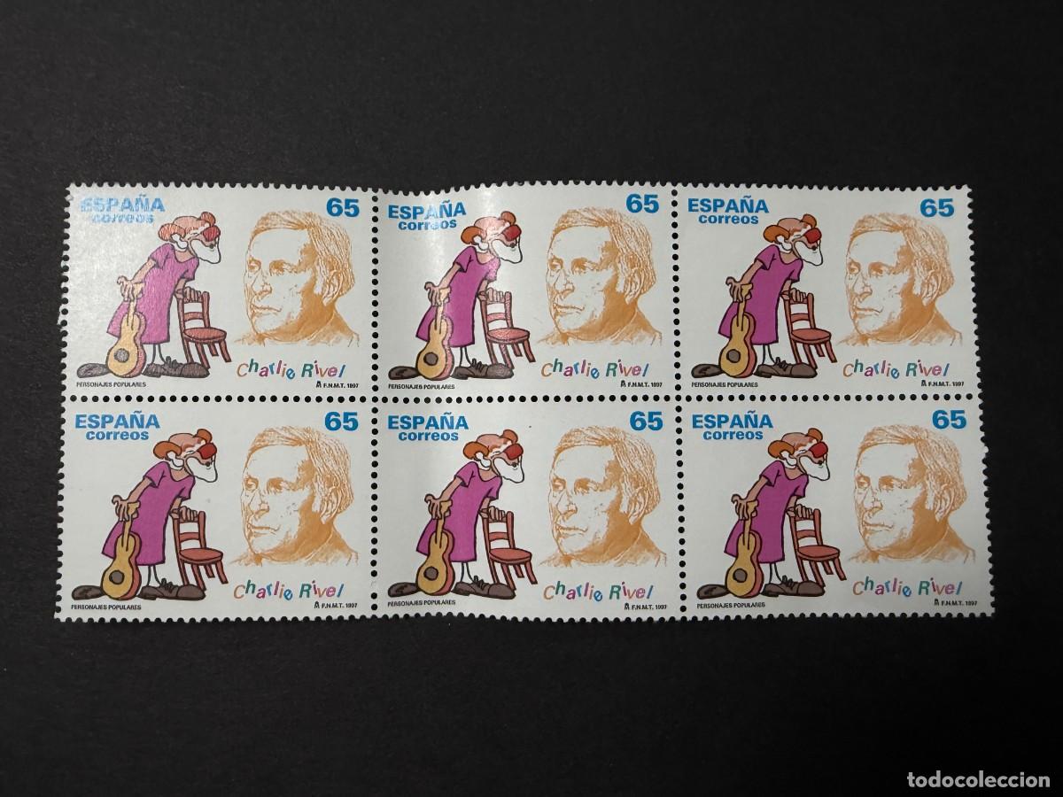 Sellos: ESPA&Ntilde;A, 1997. EDIFIL 3489. CHARLI RIVEL PAYASO CIRCO. BLOQUE DE 6. NUEVOS. SIN FIJASELLOS.