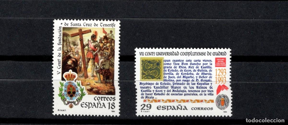 Sellos: Nuevos. V Cent&ordm; Fundaci&oacute;n S. Cruz de Tenerife. Serie completa. 3 Mayo .1994. Edifil 3299/00