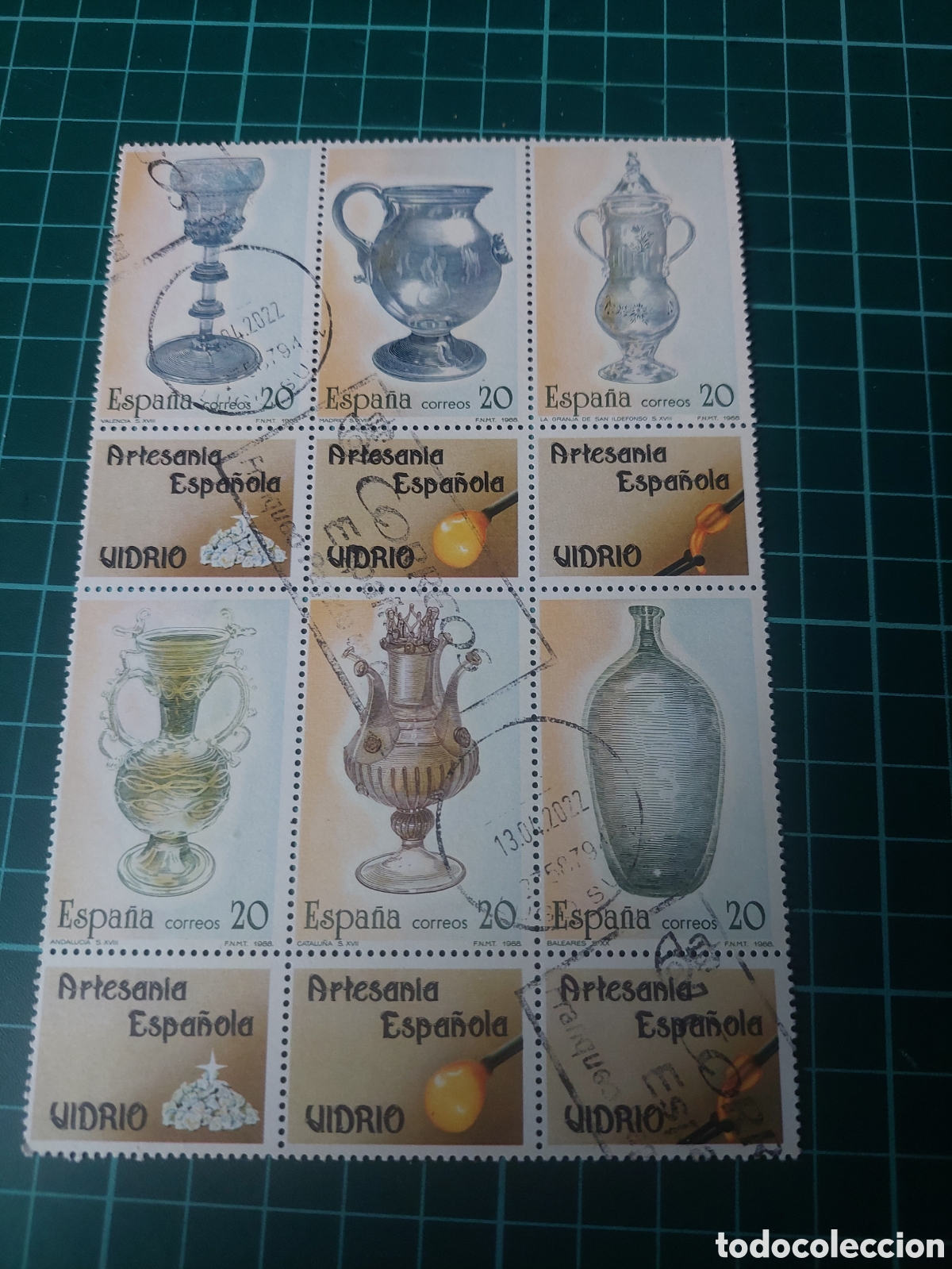 Sellos: 1988 USADOS LUJO EDIFIL 2941/6 ARTESANIA VIDRIO ESPA&Ntilde;A