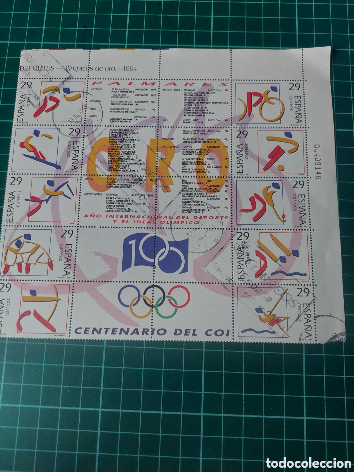 Sellos: 1994 Espa&ntilde;a deportes medalla oro edifil 3325/34 usado lujo