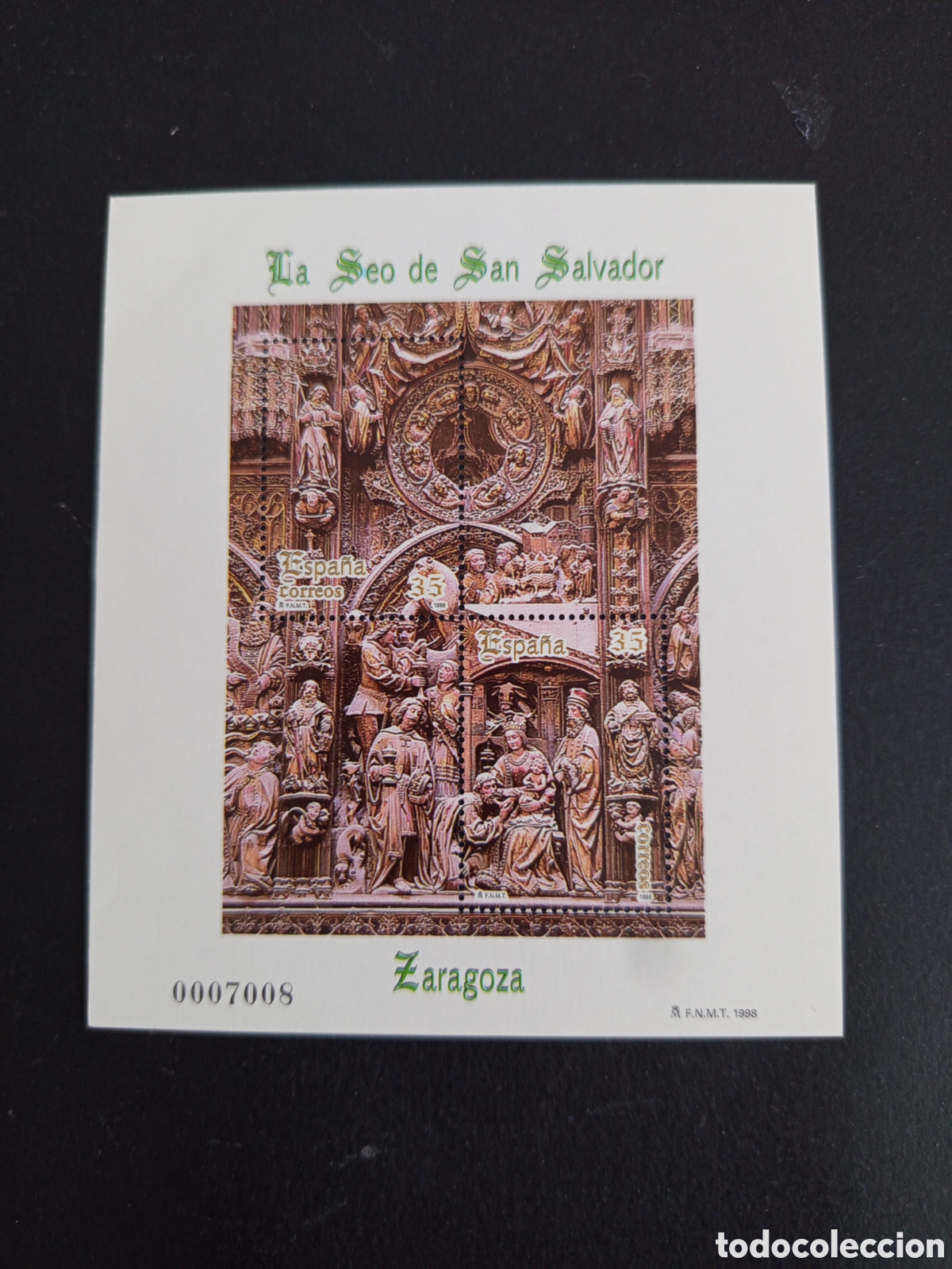 Sellos: Espa&ntilde;a, 1998. La Seo de San Salvador de Zaragoza. Edifil 3595. Pedido m&iacute;nimo 3 &euro;. Ver fotos.