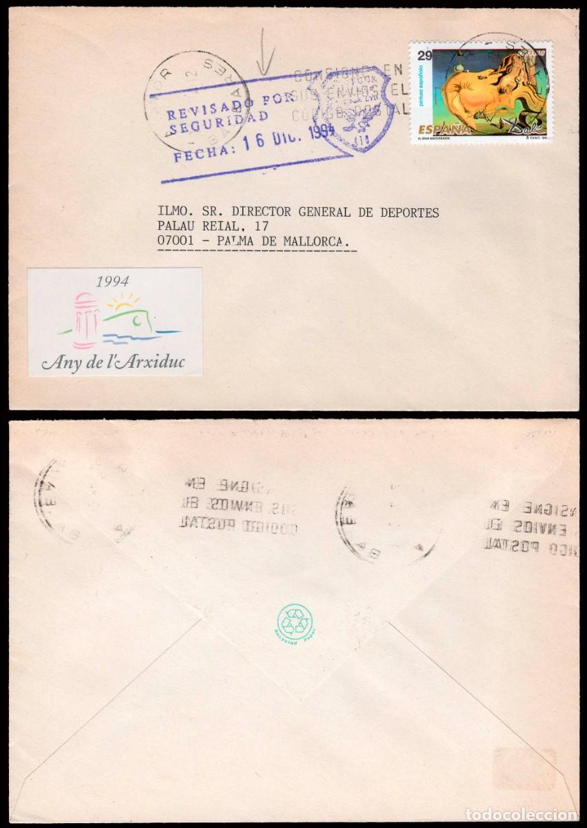 Sellos: Baleares - Edi o 3292 - Sobre Mat rodillo &rdquo;Alayor 15/12/64&rdquo; + marca &rdquo;Revisado por seguridad 16/12/99