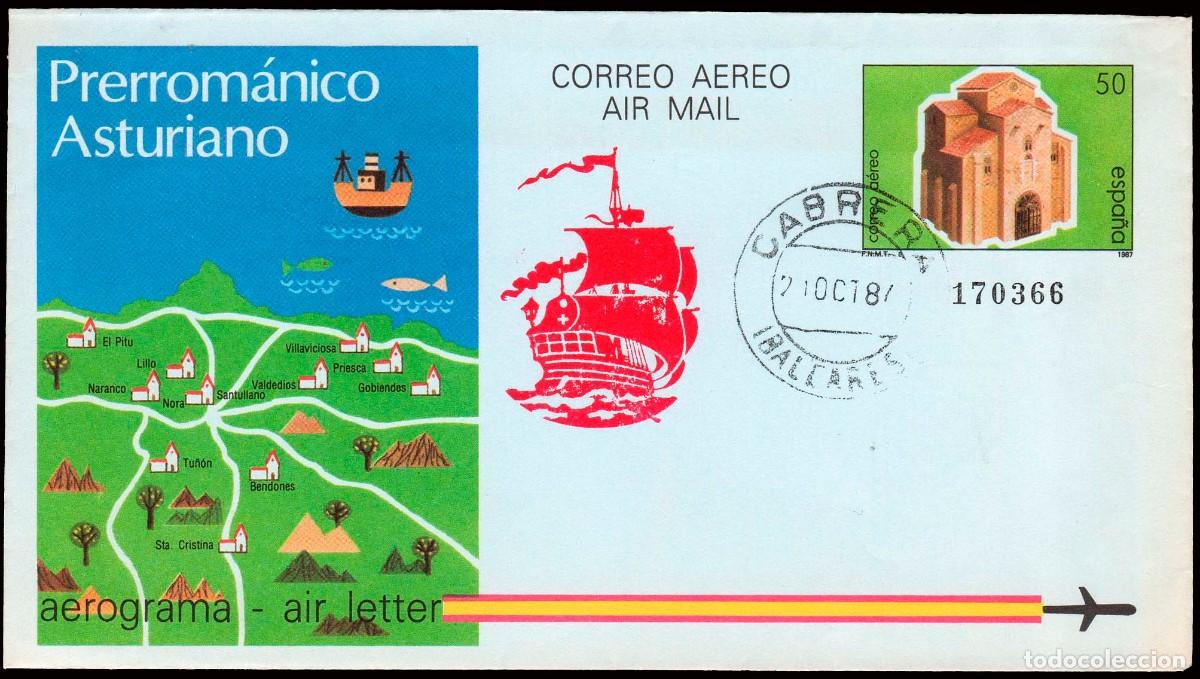 Sellos: Baleares - Edi o Areograma 212 - Mat &rdquo;Cabrera 21/Oct./87&rdquo; sin circular