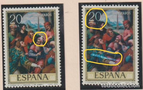 Sellos: EDIFIL 2540** VARIEDAD COLOR DESPLAZADO Y REFLEJO EN TUNICA