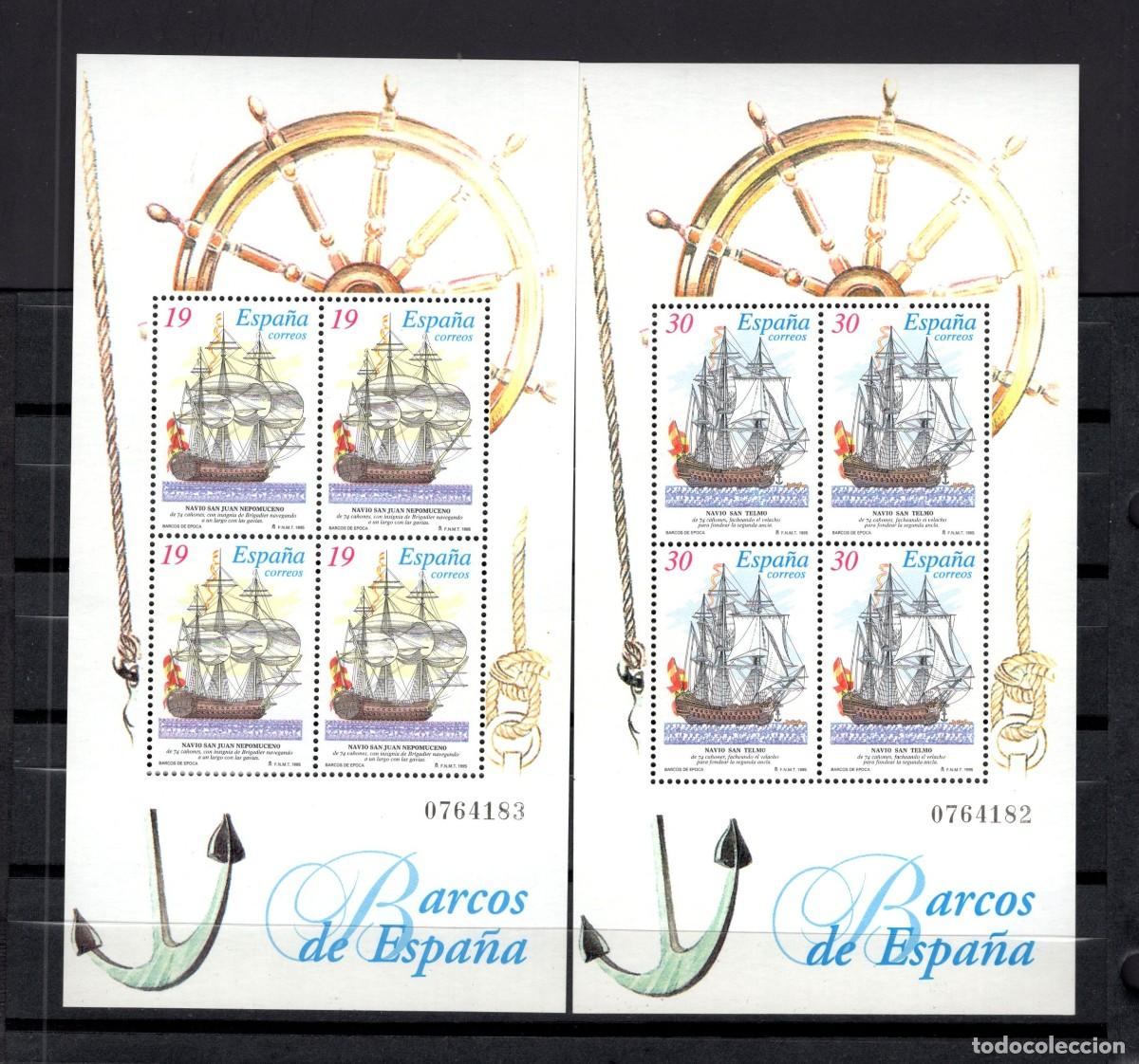 Sellos: Sellos nuevos. Barcos de &Eacute;poca. Serie completa. 7 de Abril 1995. Edifil SH3352/53.