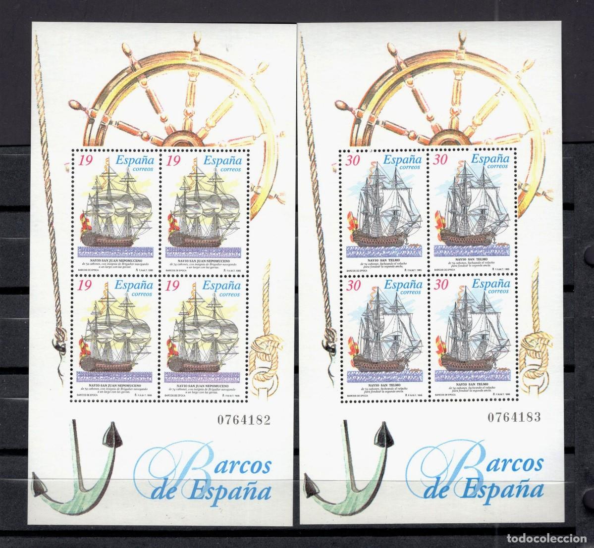 Sellos: Sellos nuevos. Barcos de &Eacute;poca. Serie completa. 7 de Abril 1995. Edifil SH3352/53.