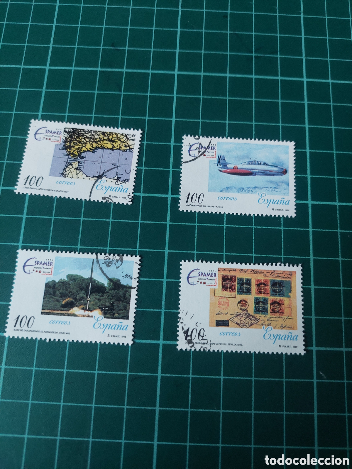Stamps: 1996 USADOS lujo aviaci&oacute;n y espacio exposici&oacute;n filatelia Sevilla aviones, mapas,corchetes, correo ae