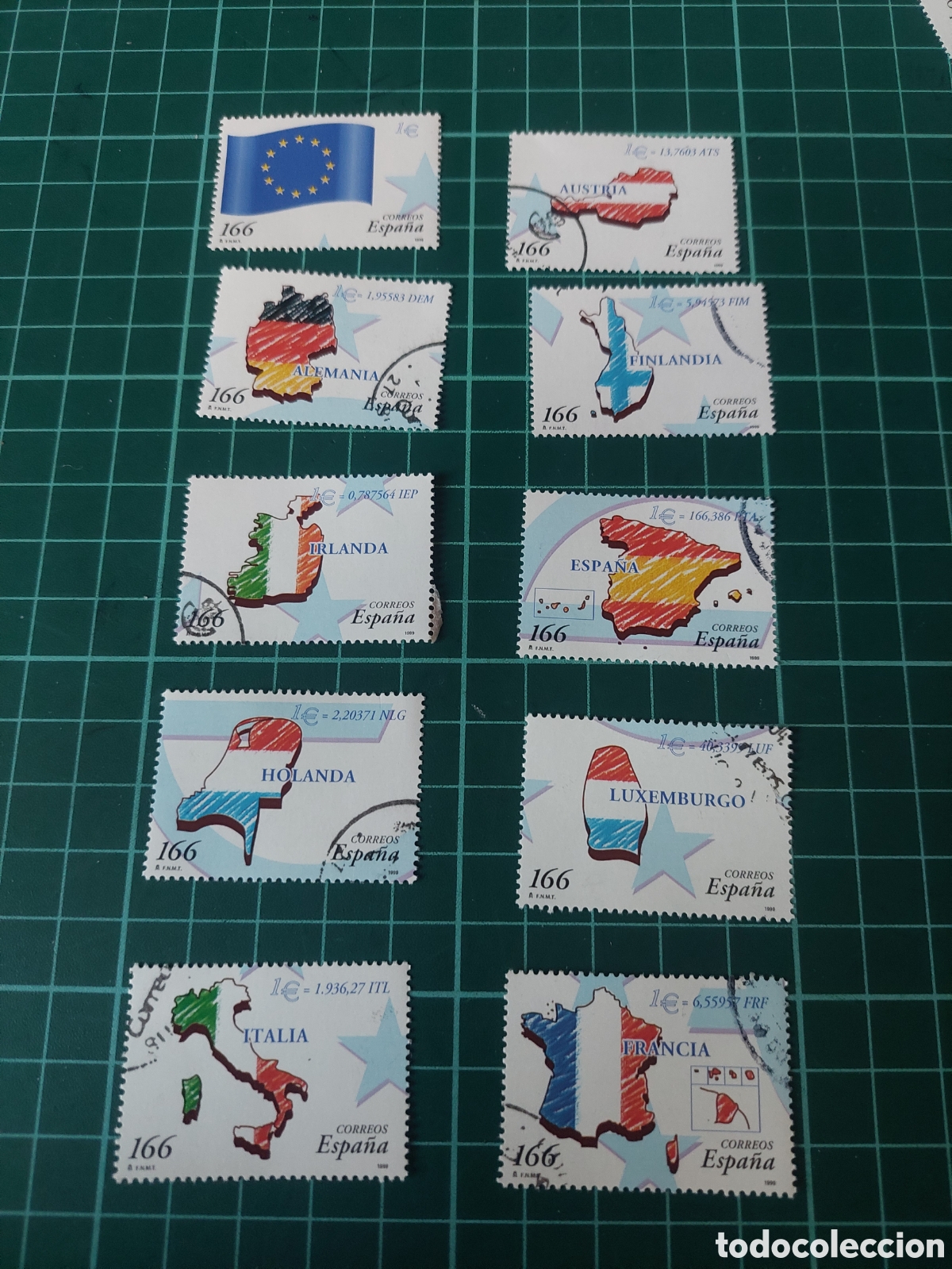 Sellos: USADOS LUJO 1989 EURO BANDERAS MAPAS