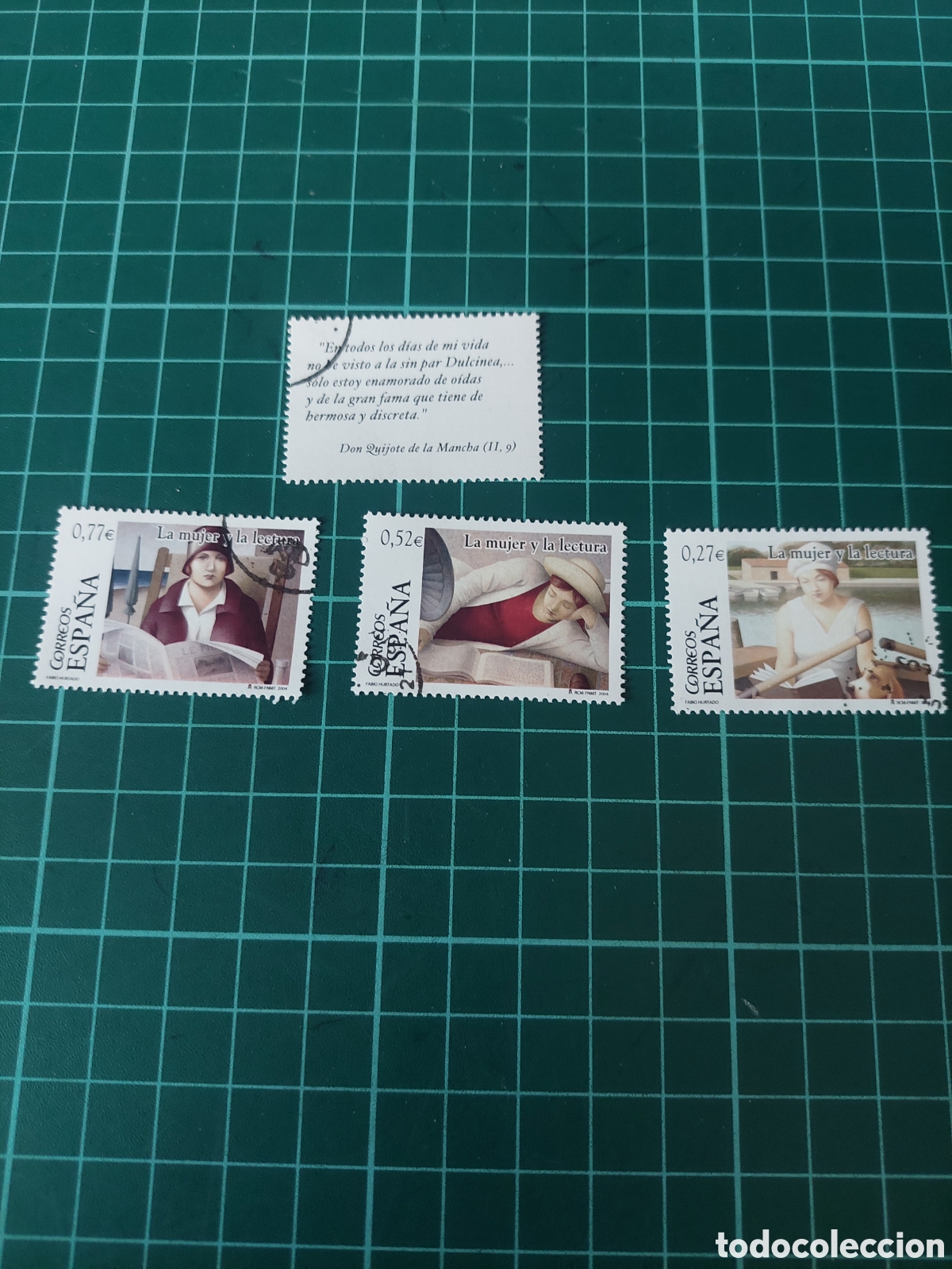 Sellos: LA MUJER Y LA LECTURA 2004 ESPA&Ntilde;A POES&Iacute;A DON QUIJOTE MANCHA ,MODA 4060 EDIFIL