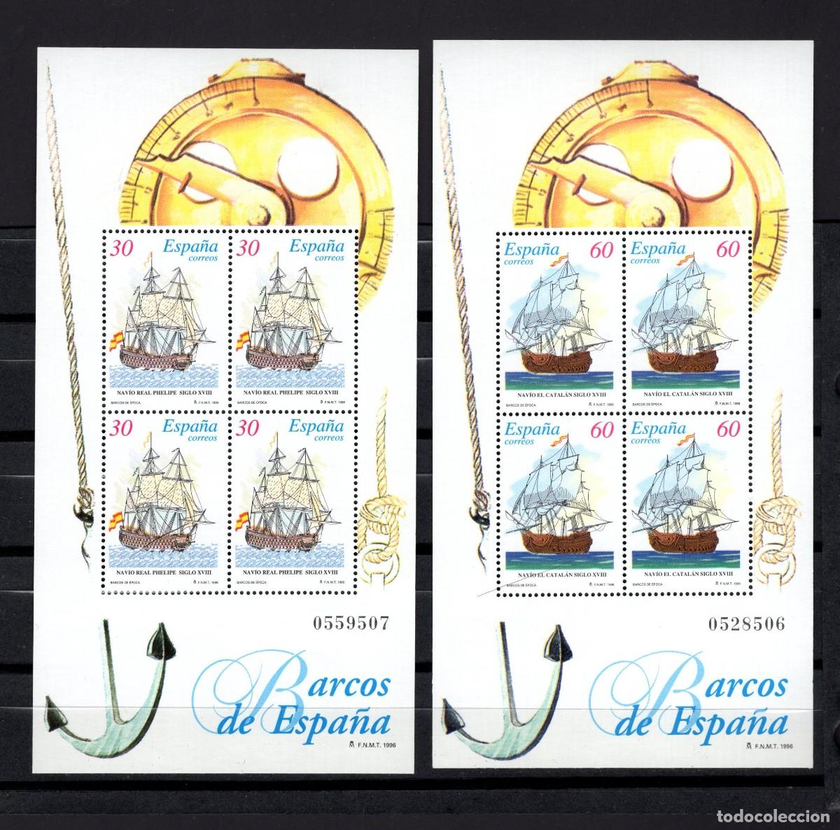 Sellos: Sellos nuevos. Barcos de &Eacute;poca. Serie completa. 19 de Abril 1995. Edifil SH3415/16.