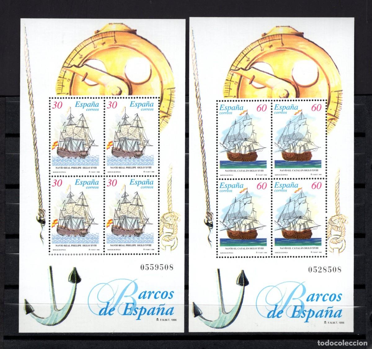 Sellos: Sellos nuevos. Barcos de &Eacute;poca. Serie completa. 19 de Abril 1995. Edifil SH3415/16.