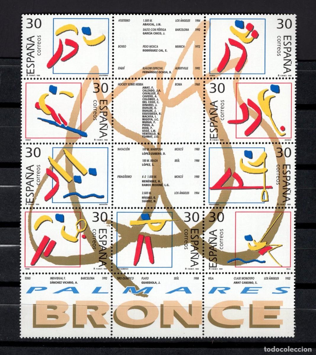 Sellos: Sellos nuevos. Deportes. Ol&iacute;mpicos de Bronce. 26 de Abril de 1996. Edifil Bloque 3418/26.