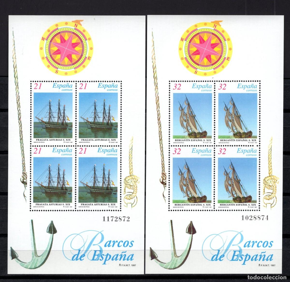 Sellos: Sellos nuevos. Barcos de &Eacute;poca. Serie completa. 16 Abril 1997. Edifil SH3477/78.