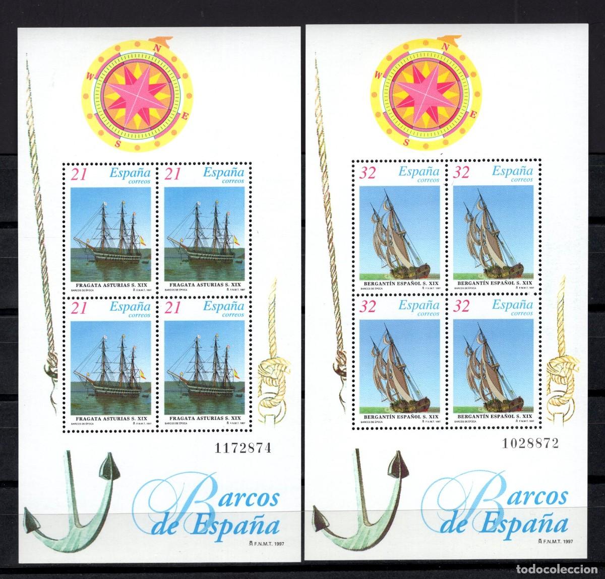 Sellos: Sellos nuevos. Barcos de &Eacute;poca. Serie completa. 16 Abril 1997. Edifil SH3477/78.