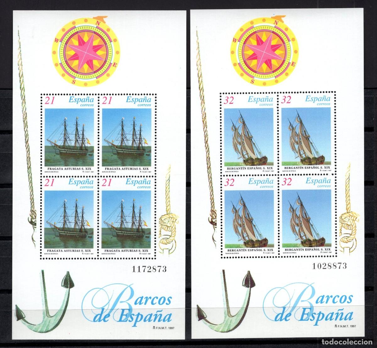 Sellos: Sellos nuevos. Barcos de &Eacute;poca. Serie completa. 16 Abril 1997. Edifil SH3477/78.