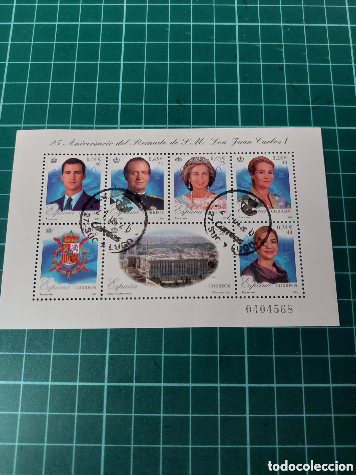 Sellos: 2001 EDIFIL 3856 USADA LUJO 25 ANIVERSARIO REINADO JUAN CARLOS I FAMILIA REAL