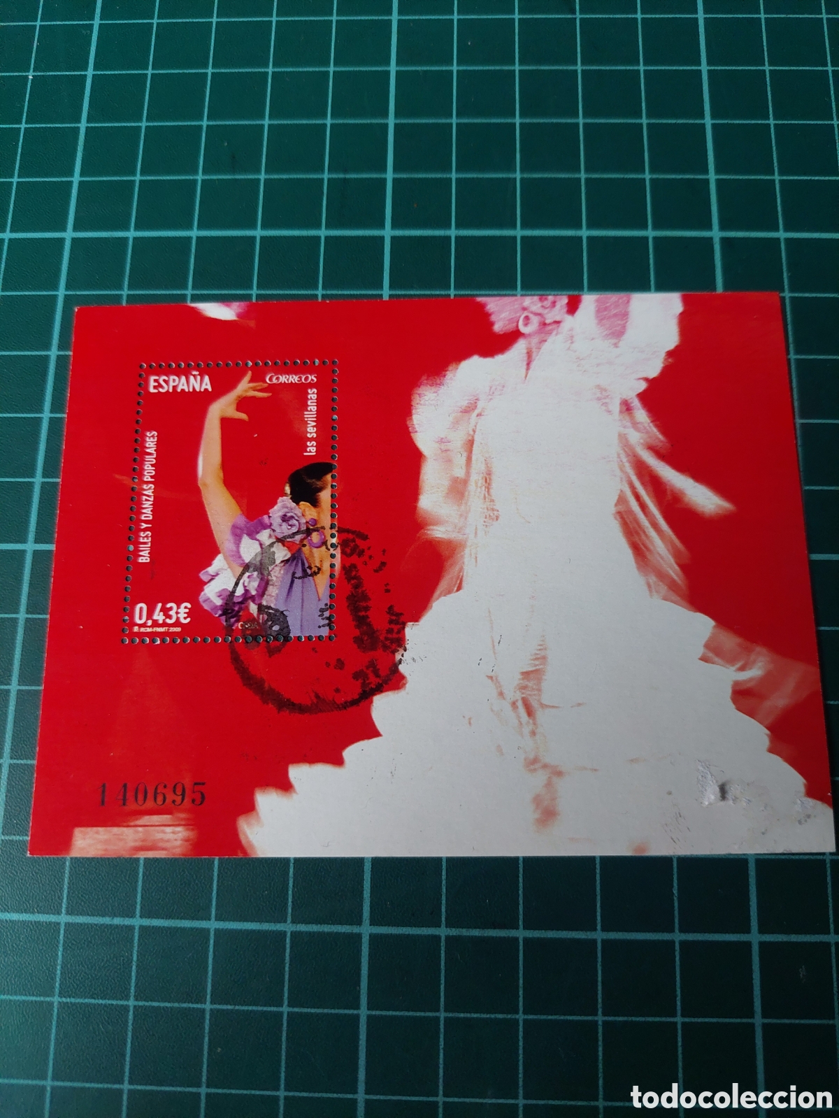 Sellos: 2009 EDIFIL 4486 USADA LUJO bailes populares las SEVILLANAS HOJA BLOQUE