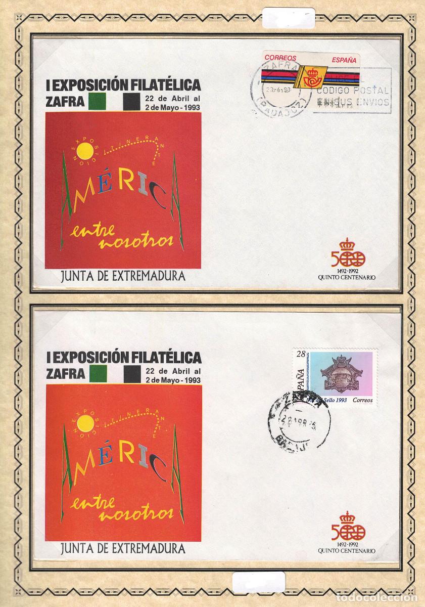 Sellos: FA8998. FILATELIA. 1993, Conjunto de sobres de la I Exposici&oacute;n Filatelica de Zafra