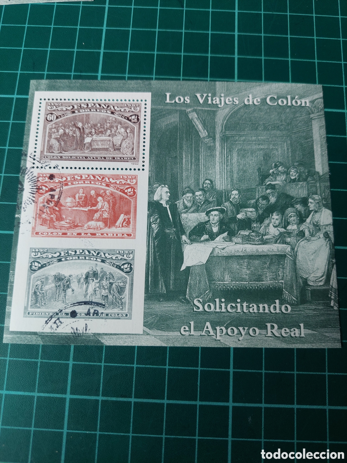 Sellos: 1992 EDIFIL 3205 USADA LUJO VIAJES DE COLON SOLICITANDI EL APOYO REAL PERSONAJES