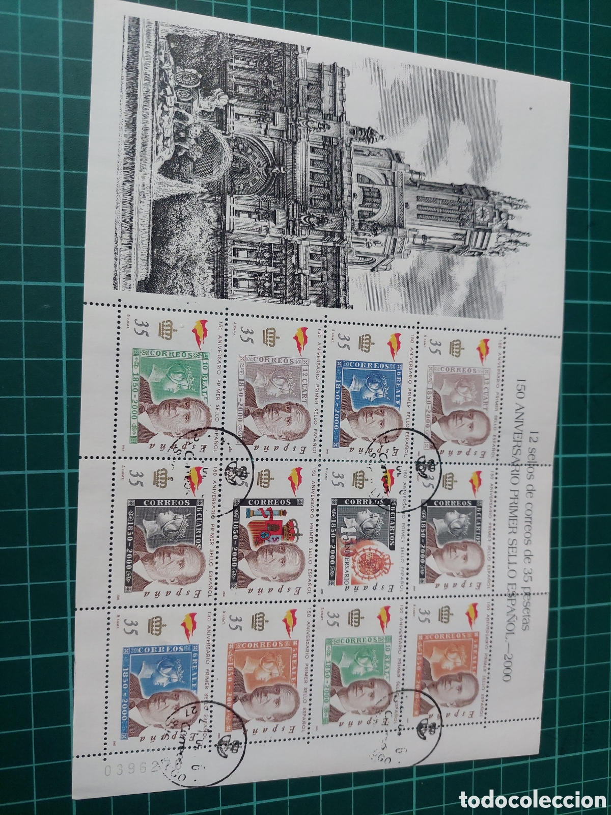 Sellos: 2000 EDIFIL 3687/93 USADA LUJO 150 ANIVERSARIO PRIMER SELLO ESPA&Ntilde;OL JUAN CARLOS I CORREOS EDIFICIO