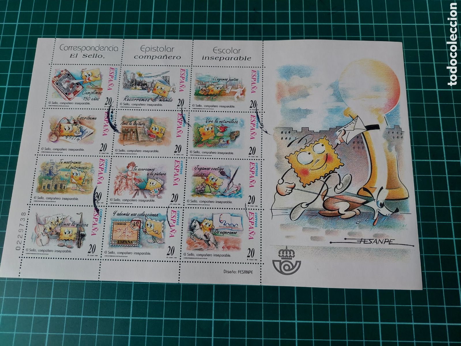 Sellos: 1999 EDIFIL 3665/73 USADOS INFANTIL, CORRESPONDENCIA EPISTOLAR ESCOLAR HISTORIA, FAUNA PERRON,