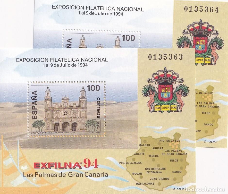 Sellos: 2 HB Numeraci&oacute;n correlativa - Exfilna 94 - Las Palmas de Gran Canaria - Catedral de Santa Ana