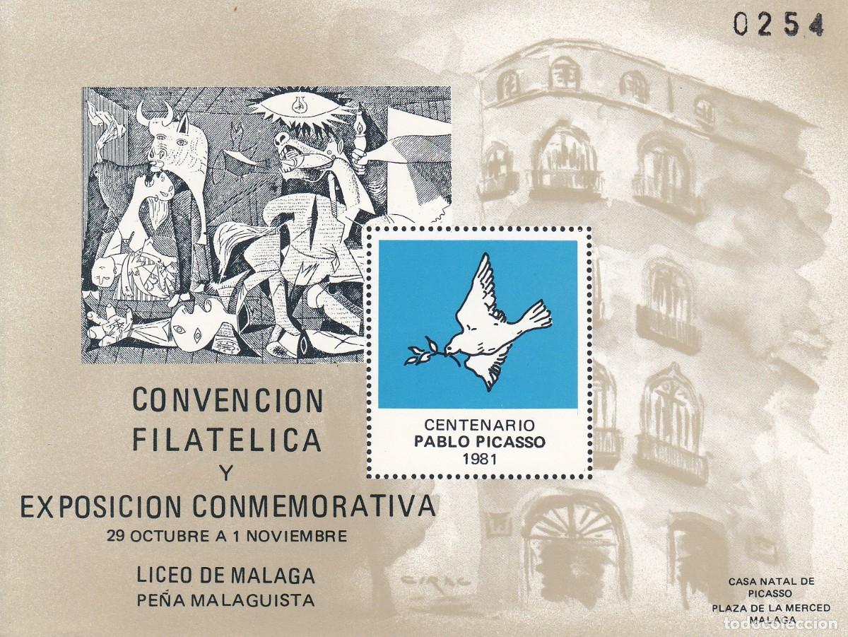 Sellos: 1981 - HOJITA CONMEMORATIVA CENTENARIO PABLO PICASSO -M&Aacute;LAGA