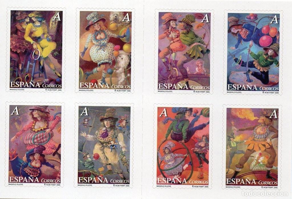 Sellos: Espa&ntilde;a 2005 edifil 4133C Sellos ** Carnet El Circo Pinturas Circenses de Manolo Elices Michel MH0-18