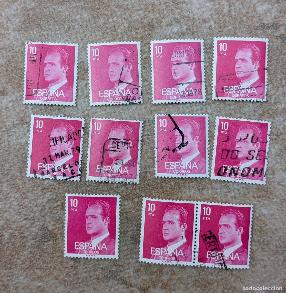 Sellos: Lote 11 sellos usados 10 pta Juan Carlos