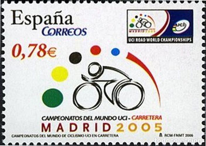 Sellos: Espa&ntilde;a 2005 edifil 4184 Sello ** Deportes Sport Campeonato del mundo de Ciclismo Logo Bicicleta