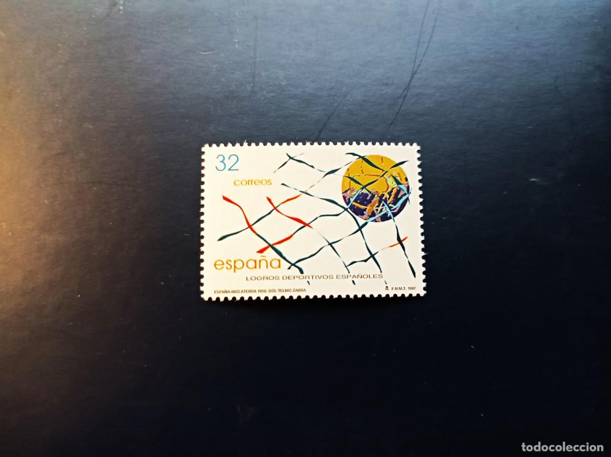 Sellos: Sello nuevo. Logros Deportivos Espa&ntilde;oles. Gol de Zarra. 5 Diciembre 1997. Edifil 3524.