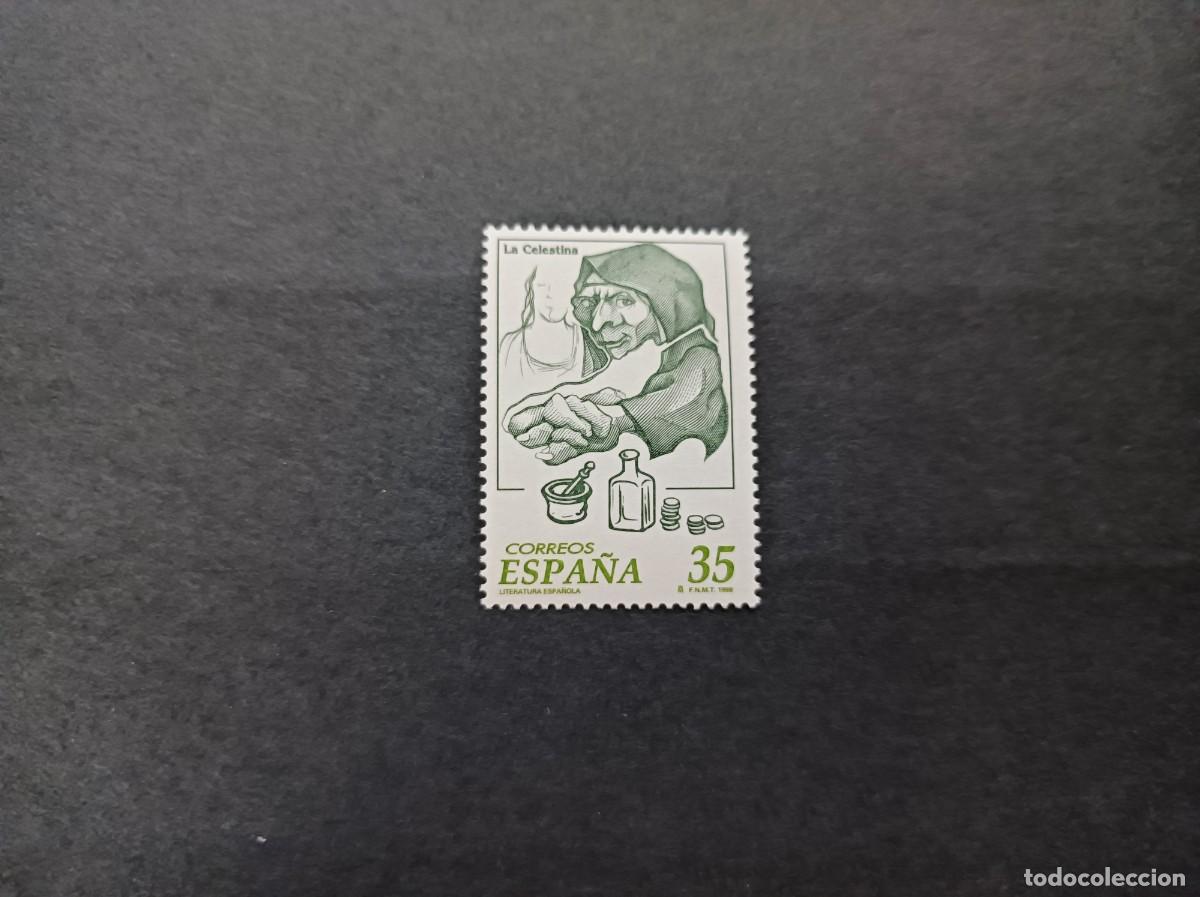 Sellos: Sello nuevo. Personajes de Ficci&oacute;n. La Celestina. Fernando de Rojas. 29 Abril 1998. Edifil 3538.