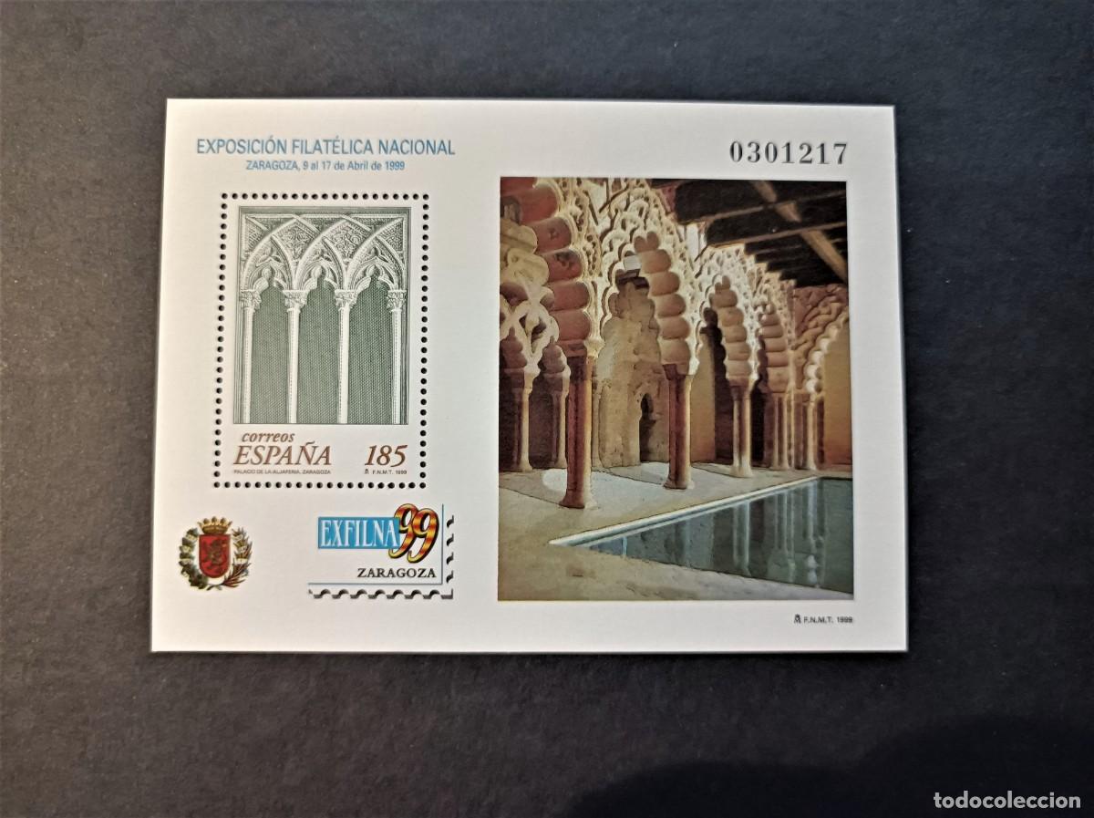 Timbres: S. nuevo. Exfilna&acute;99. Ventanal Sal&oacute;n del Trono Palacio Aljaferia. 9 Abril 1999. Edifil SH3625.
