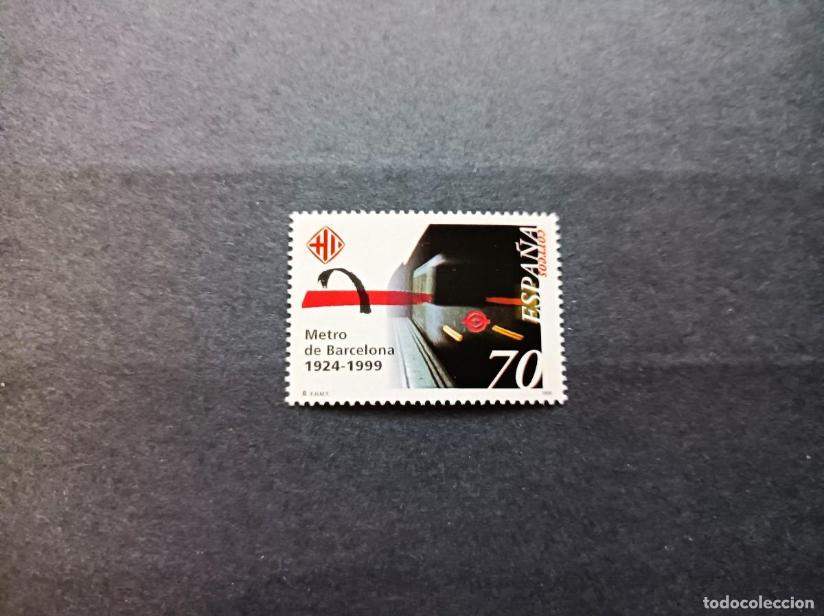 Stamps: Sello nuevo. 75 A&ntilde;os del Metro de Barcelona. 7 de Mayo de 1999. Edifil 3629.