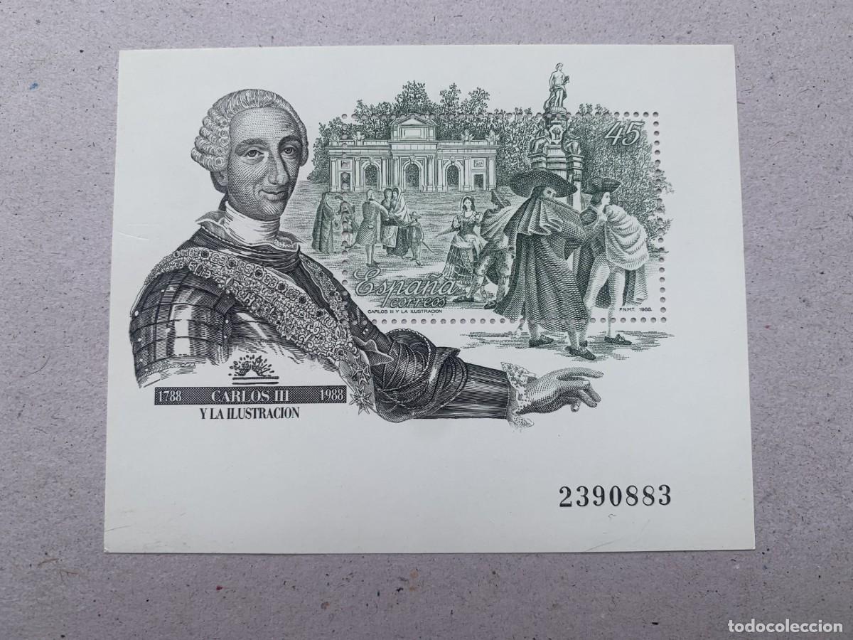 Sellos: Carlos III y la Ilustraci&oacute;n 1788-1988 bloque recordatorio 1988