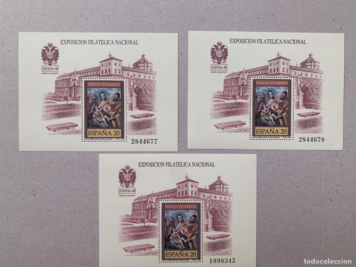 Sellos: Exfilna 89 Toledo 20-28 de Mayo Bloques recordatorio Numeros 2844678,1098345, 28446776.