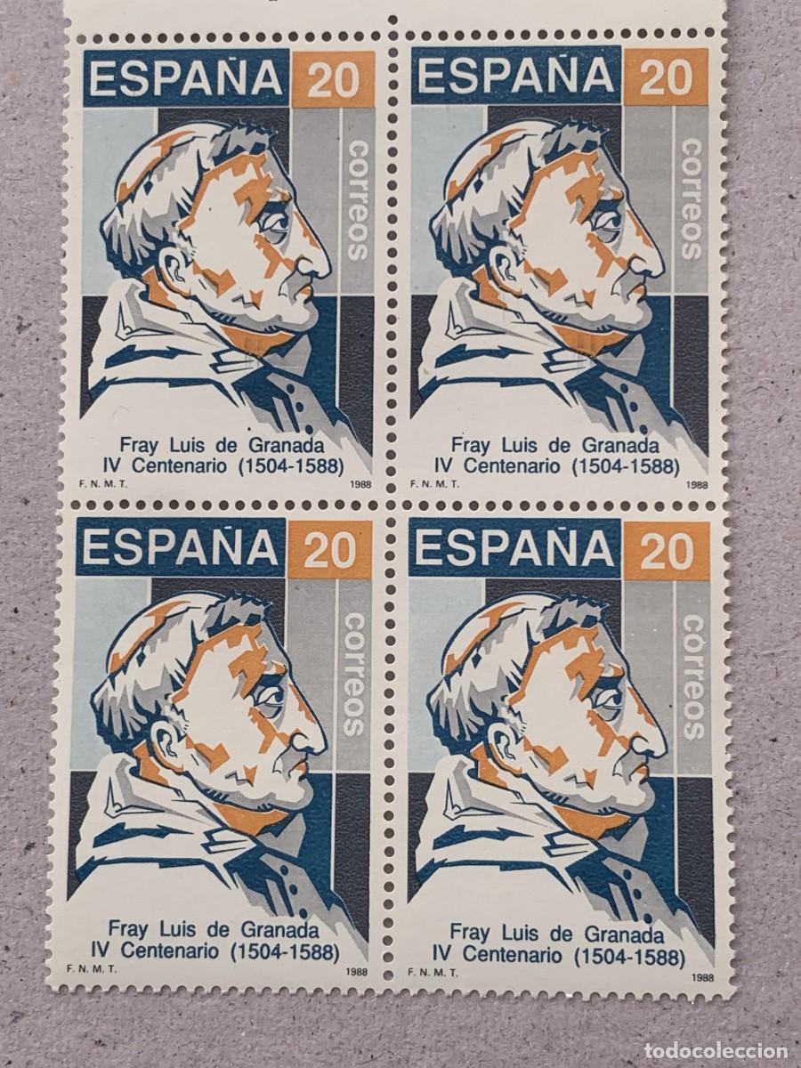 Sellos: IV Centenario de Fray Luis de Granada 1504-1588. 4 Bloques de 4 de cuatro sellos 1998
