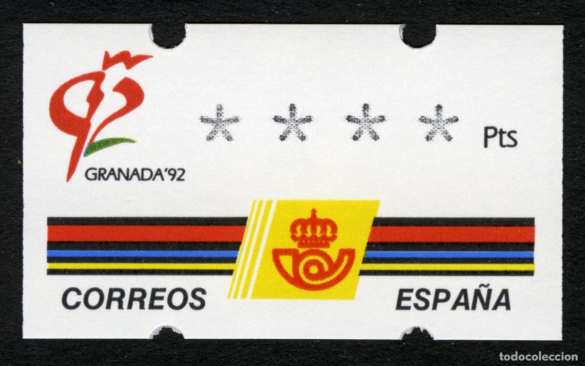 Sellos: RAR&Iacute;SIMO TESTDRUCK * * * * (1993) &middot; ATM KL&Uuml;SSENDORF-PROSETECNISA &middot; EXP. FILAT&Eacute;LICA GRANADA'92 #A0014