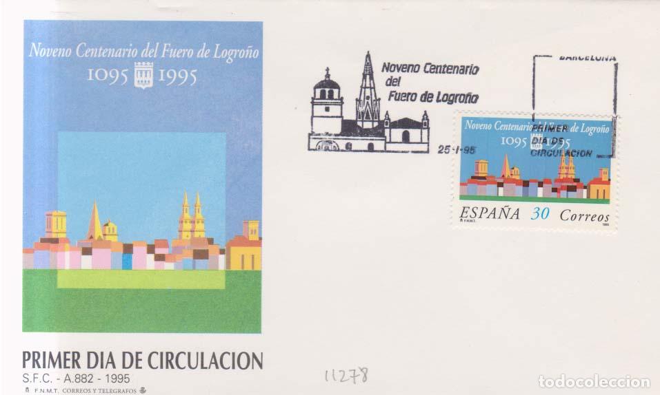 Sellos: 1995 edifil 3338 SPD FDC IX Centenario Fuero de Logro&iuml;ṡẄo (E11278)