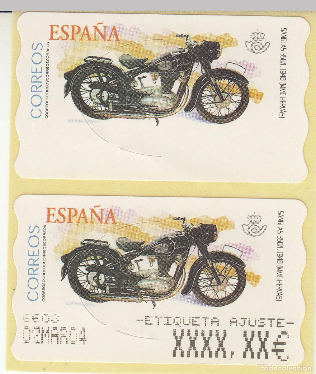 Sellos: ATM ETIQUETA DE AJUSTE Y ETIQUETA SIN VALOR. SANGLAS 350/1, 1948 MMC HERVAS