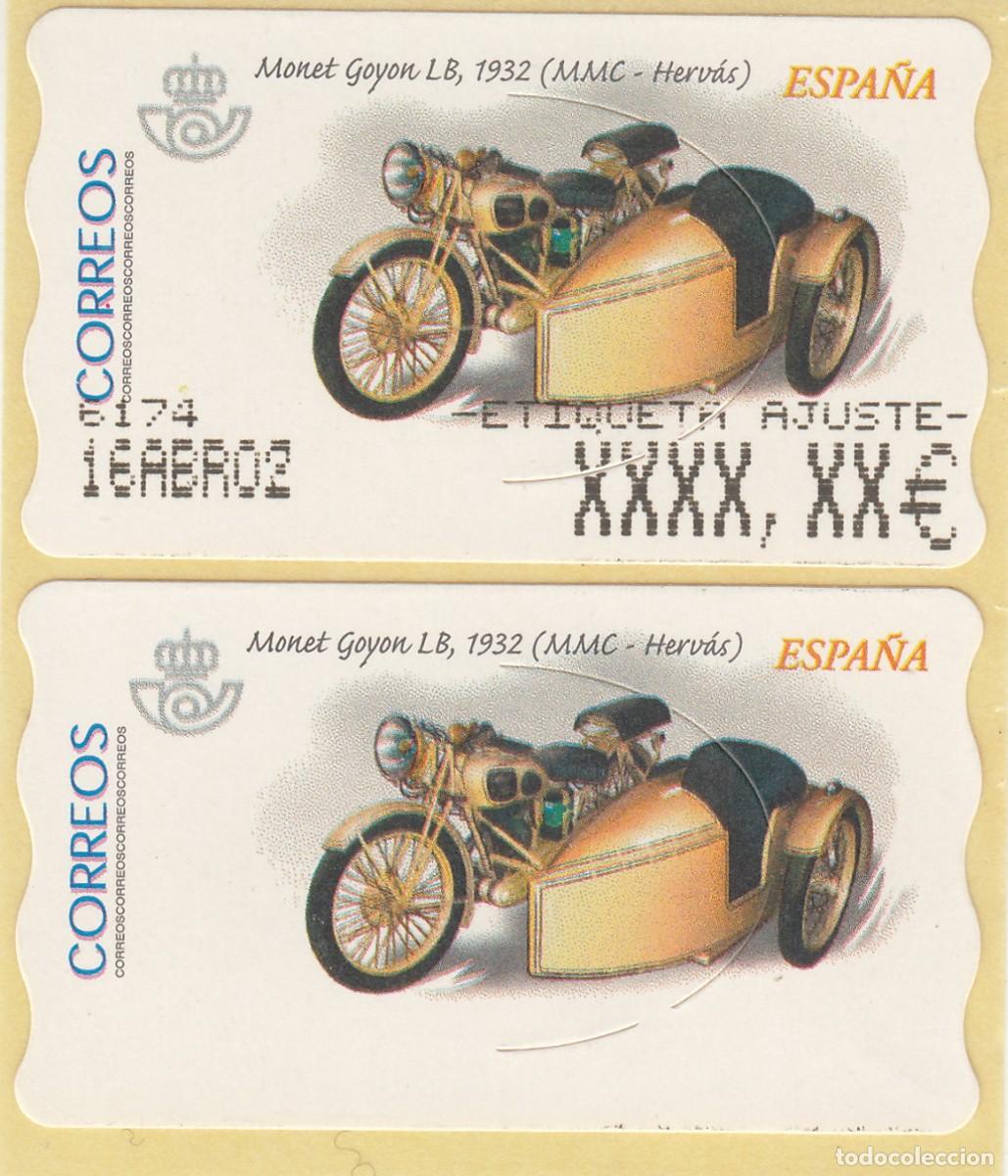 Sellos: ATM ETIQUETA DE AJUSTE Y ETIQUETA SIN VALOR. MONET GOYON LB, 1932 MMC HERVAS. MOTOCICLETA